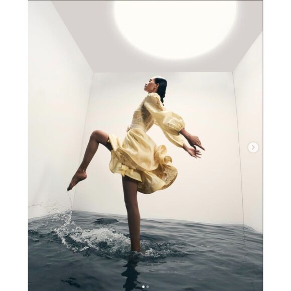 NWT La Fuori Resort '25 Collection Horizon Glow Yellow Embroidered Beaded Dress - Picture 3 of 15